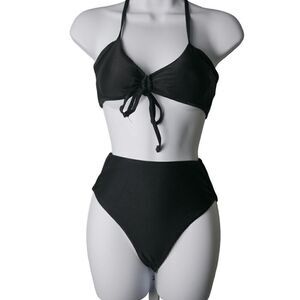 Magnolia Place Women's High Waisted Tummy Control Halter 2-Piece Bikini SET L